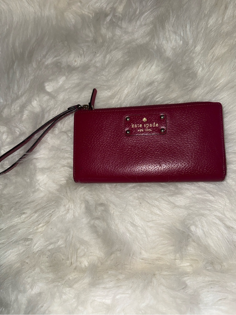 kate spade burgundy leather wristlet wallet - Picture 1 of 8